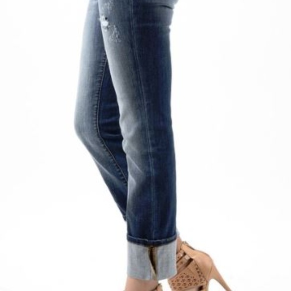 Judy Blue Dark Blue Boyfriend Cuffed Jeans - Picture 3 of 8